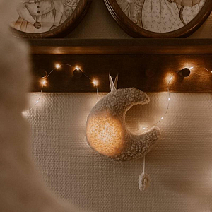 Мобиль музыкальный с подсветкой Mrs. Ertha "Moon", кремовое